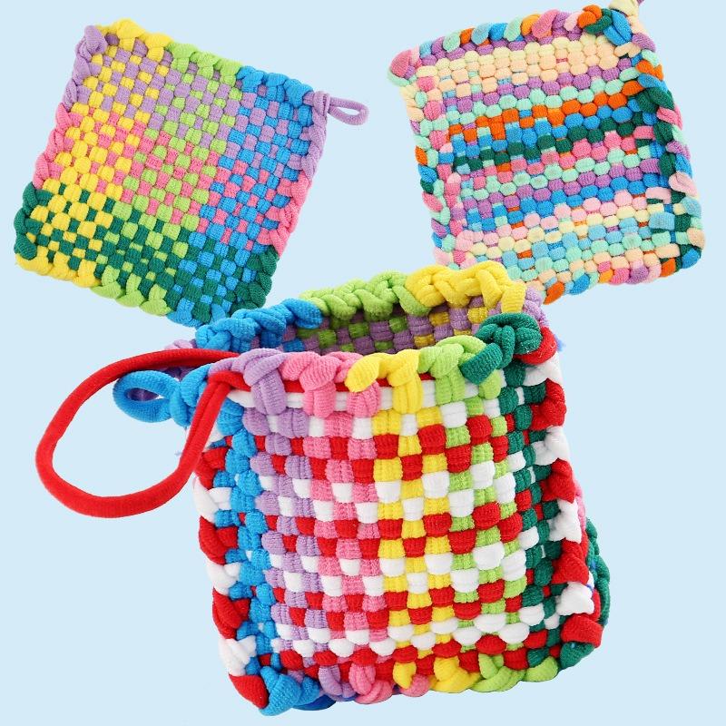 Подарок на день рождения для девочки Ручной работы DIY Тканевый кошелек Радужное ткацкое полотно Эластичная веревка Детская развивающая игрушка