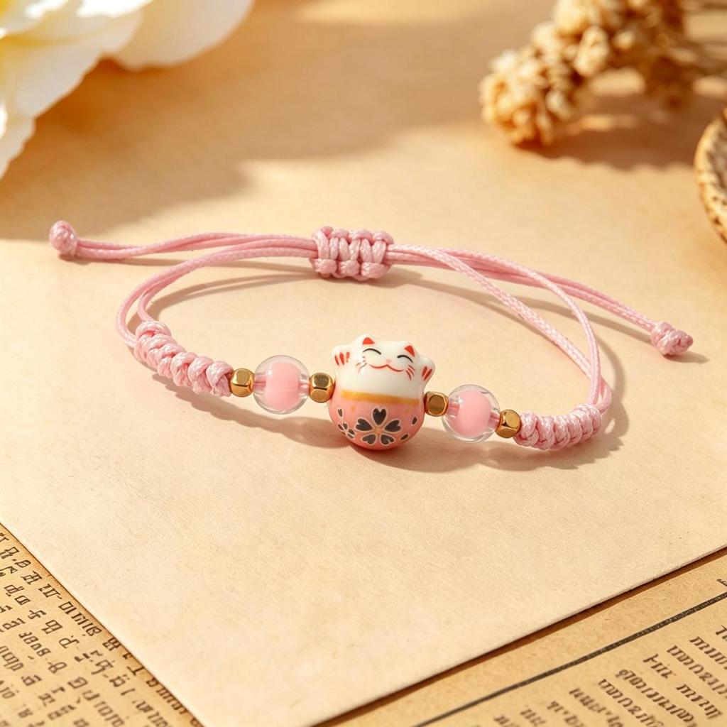 Плетеный браслет Lucky Cat Candy Color для женщин