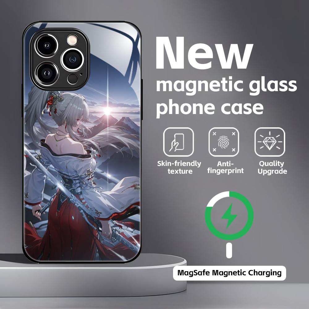 Чехол для телефона Wuthering Waves Hiyuki для iPhone 17 16 15 14 13 12 11 X XR XS 8 Plus Mini Pro Max Стеклянный Магнитный Чехол