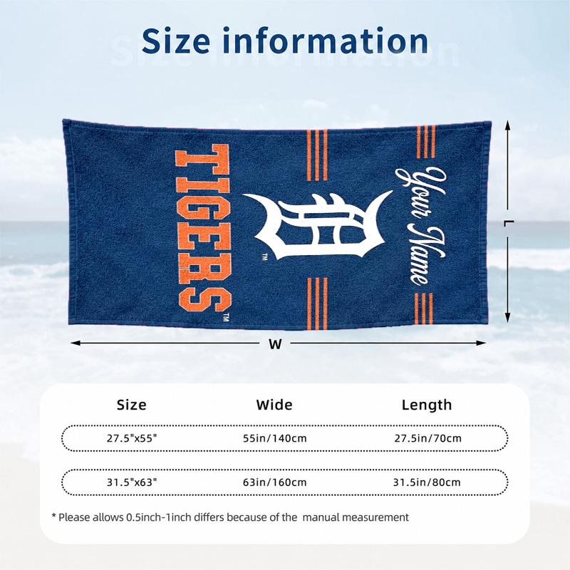 Detroit Tigers Custom Name Beach towels also serve as bath towels summer essential a musthave for the outdoors the beach and the pool