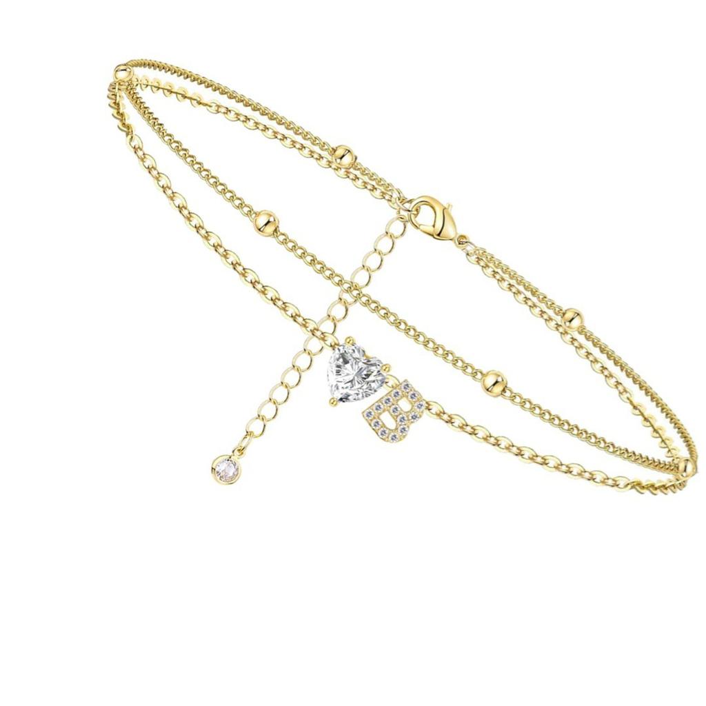 Инициал Сердце Ножной браслет Сердце Буква Ножной браслет Персонализированная монограмма Ножной браслет1 шт