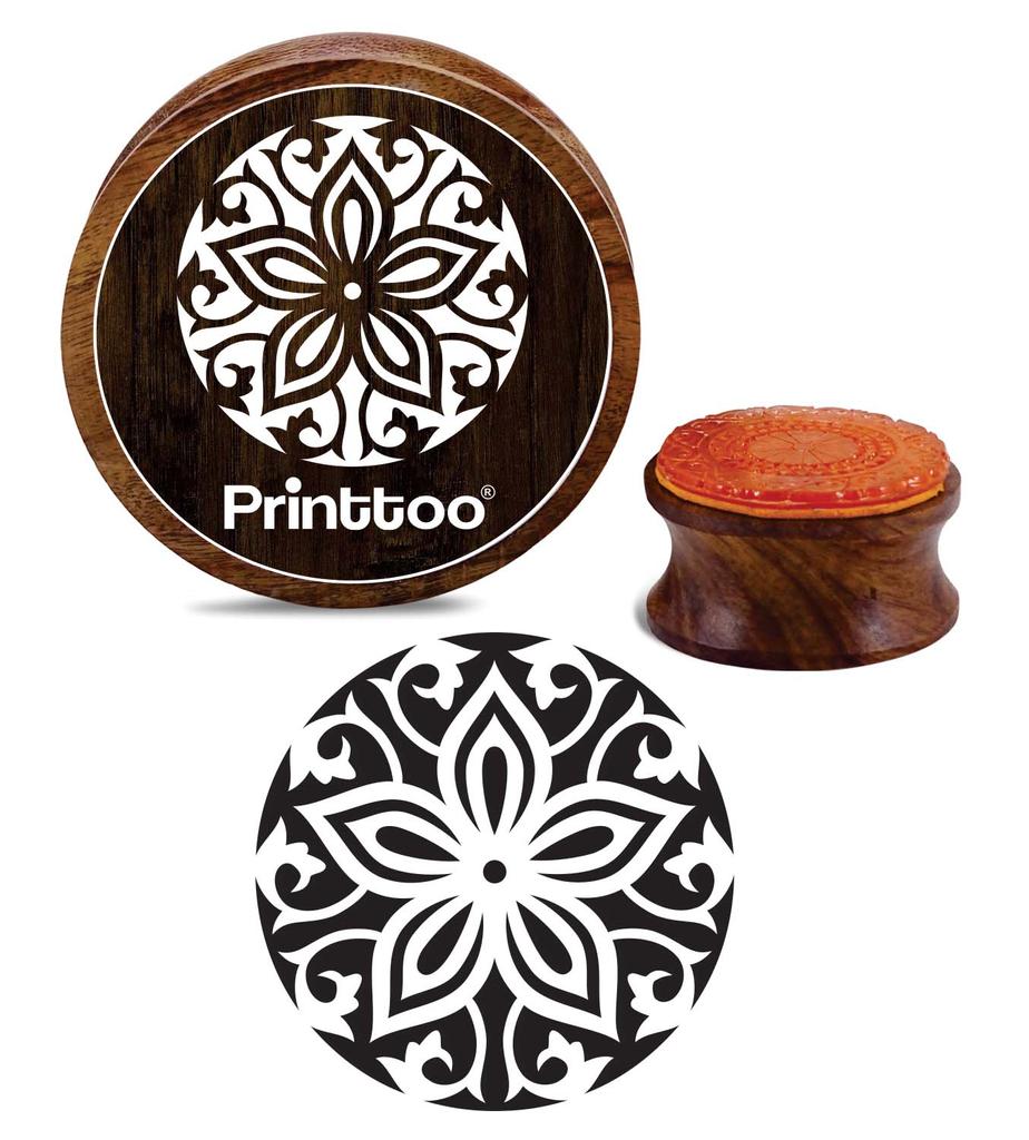 Printtoo Круглый деревянный резиновый штамп Цветочная мандала Скрап-букинг DIY Stamps-2