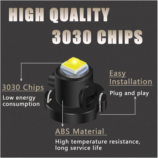 10x White T3 Neo Wedge 1-SMD LED Cluster trument Dash A/C Climate Light Bulbs