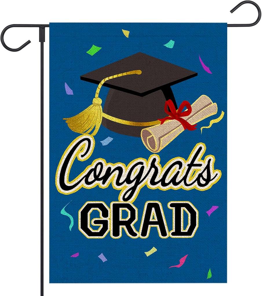 Diploma Cap Congrats Grad Garden ag 12x18 Inch Double Sided Outside Small Burlap ags, Class Of 2026 Graduation Ceremony