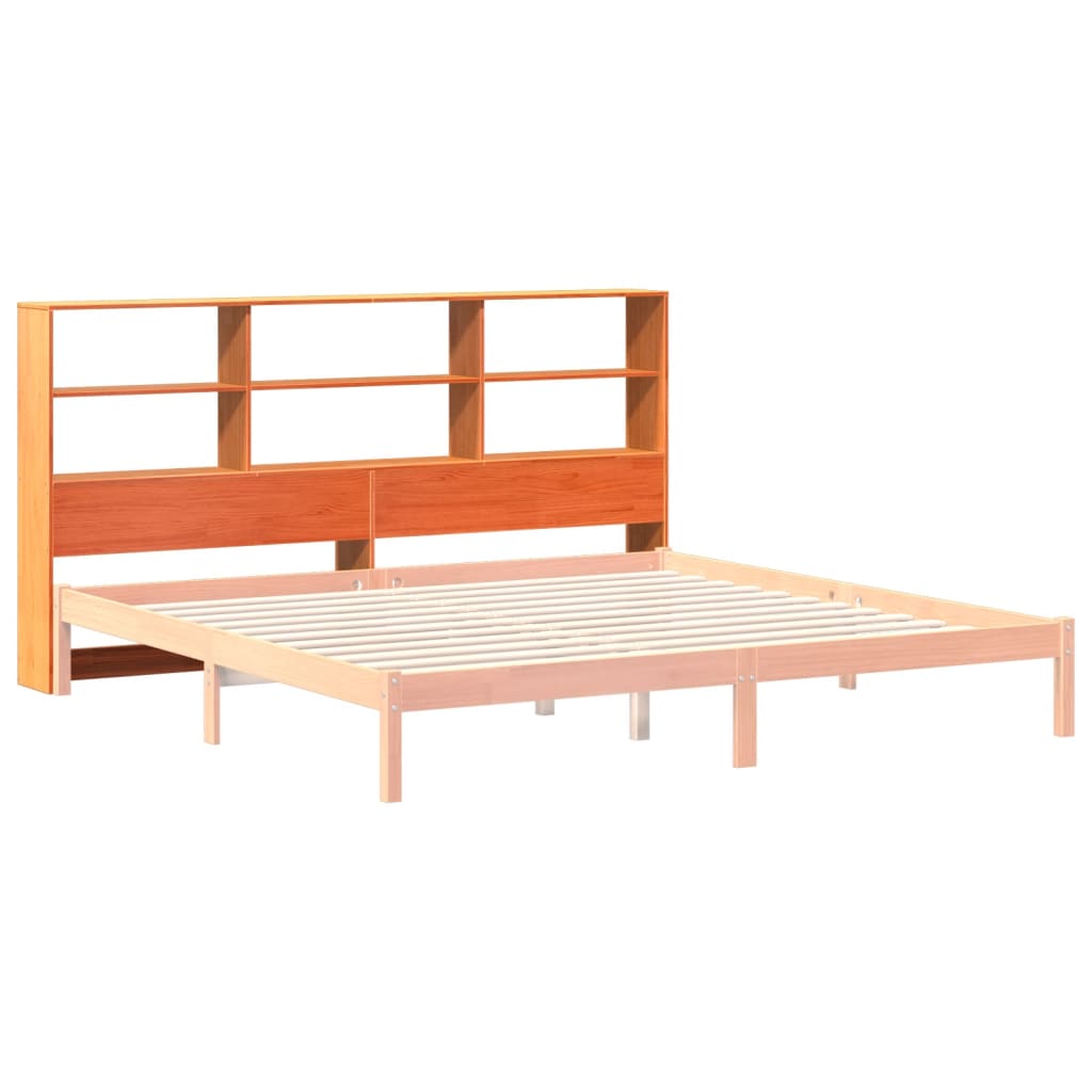 Headboard with Storage Space Wax Brown 200 cm Solid Pine Wood