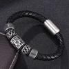 Charm Leather Bracelet Men Stainless Steel Accessories Bracelets With Strong Clasp Wrist Band Jewelry Gift