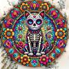 Mexican Sugar Skull Cat Metal Wall Art Gothic Home Decor Aluminum Sign Kitchen Bedroom Office 8x8 Inches