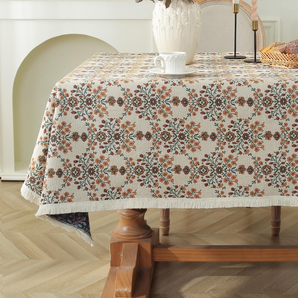 Скатерть в стиле винтажной масляной живописи, чехол для тумбы под телевизор, полотенце, жаккардовая хлопковая льняная ткань, бытовые прямоугольные скатерти