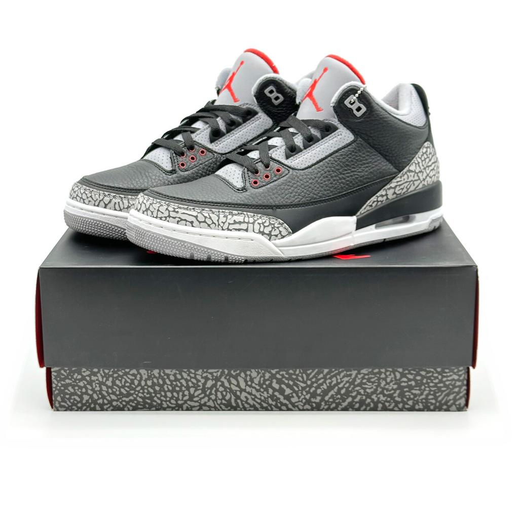 854262-001 Nike Air Jordan 3 Retro OG Черный Цемент Серый Белый Огненно-Красный (Мужской)