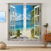 2 шт. занавески с принтом пляжного пейзажа для домашнего декора - оконная отделка с карманами для спальни, офиса, кухни, гостиной и кабинета