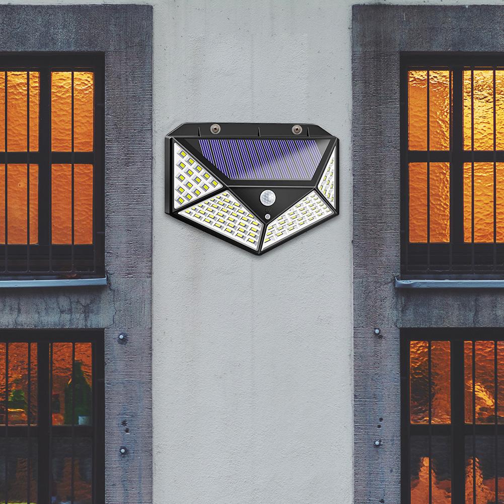 Уличный водонепроницаемый солнечный настенный светильник 100LED Широкоугольные светильники с датчиком движения