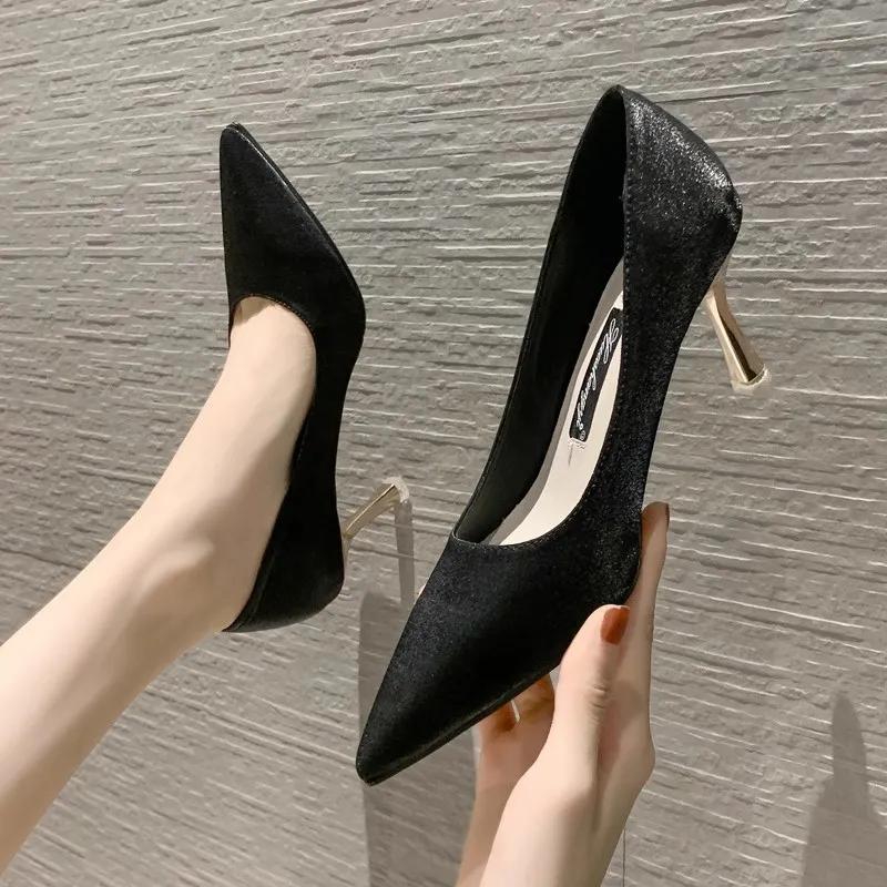 Zapatos De Mujer Women Cute Sweet Light Weight Black Comfort Stiletto Heel Shoes Lady Cool Comfort Spike Heels Ab607