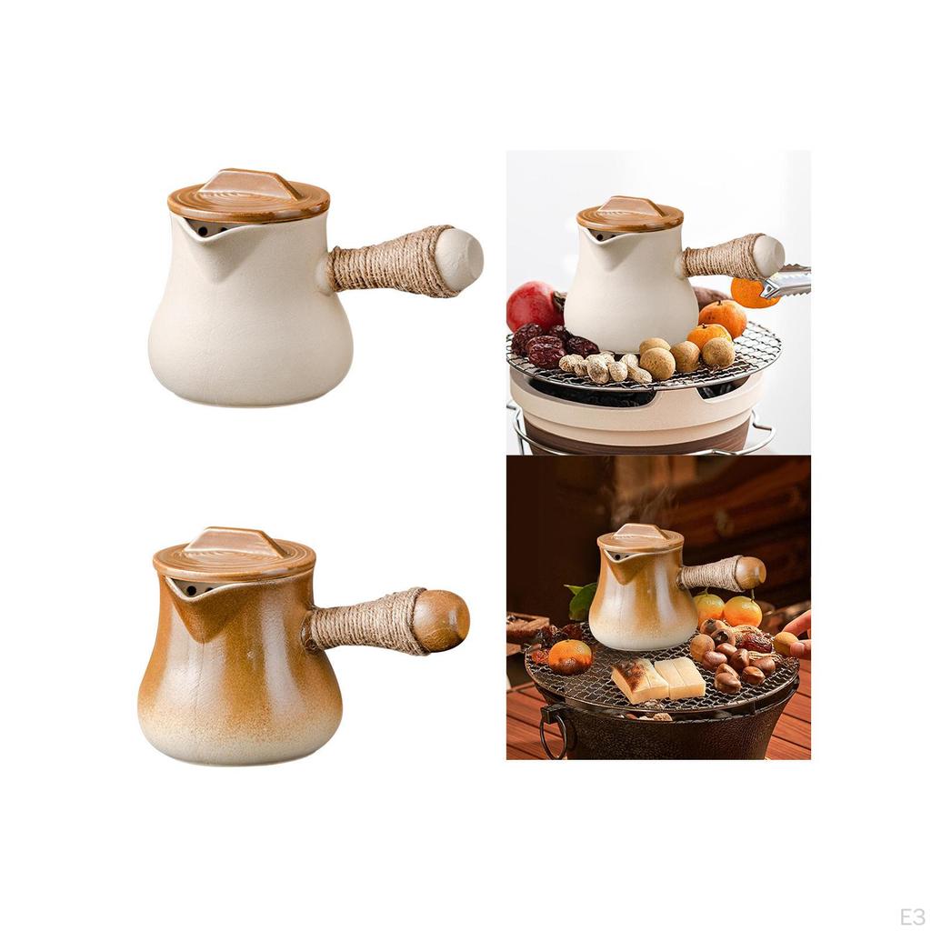 Ceramic Teapot Milk Warmer with Lid for Boiling Water Tea Filter