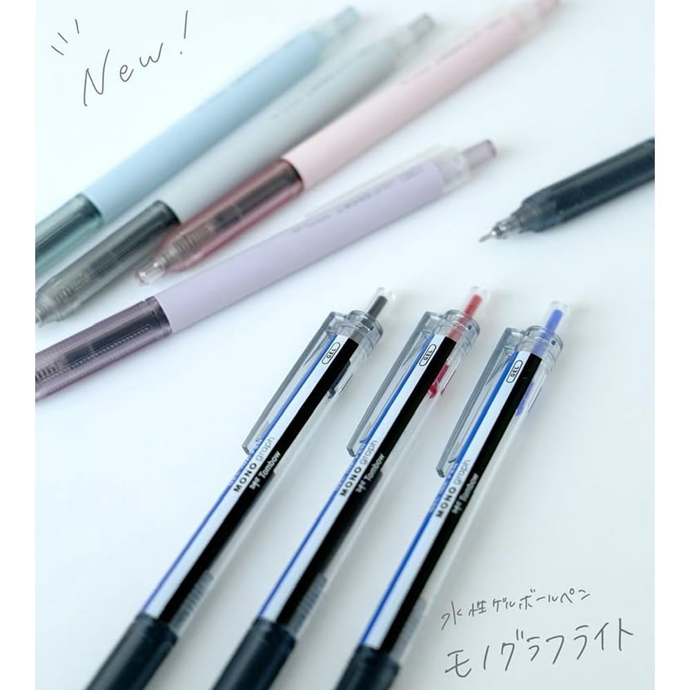 Гелевая шариковая ручка Tombow Pencil Monograph Light, серо-черная, 0,5 мм, корпус, чернила, 5 шт. (BJ-MGLE71-5P)