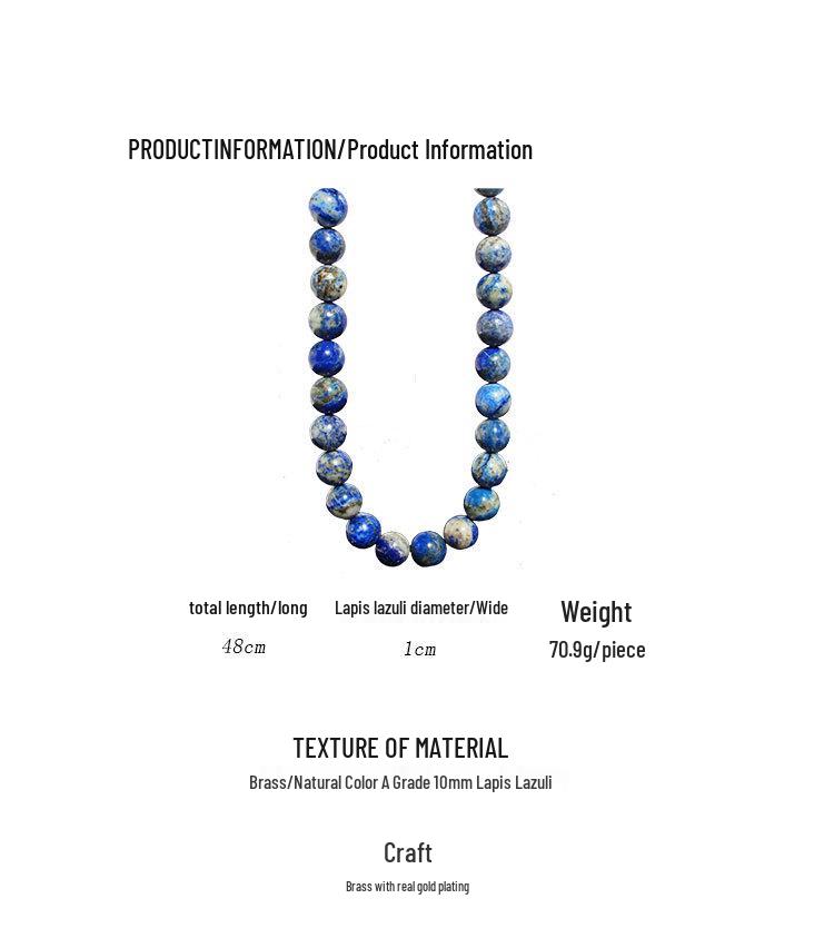 Ожерелье из бусин натурального лазурита класса А: Винтажный китайский стиль чонсам цепочка на ключицу для женщин