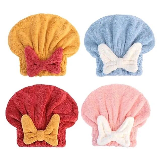 Bow Soft Bath Shower Cap Lady Turban Head Magic Microfiber Hair Drying Towel Super Absorbent Hair Dry Wrap