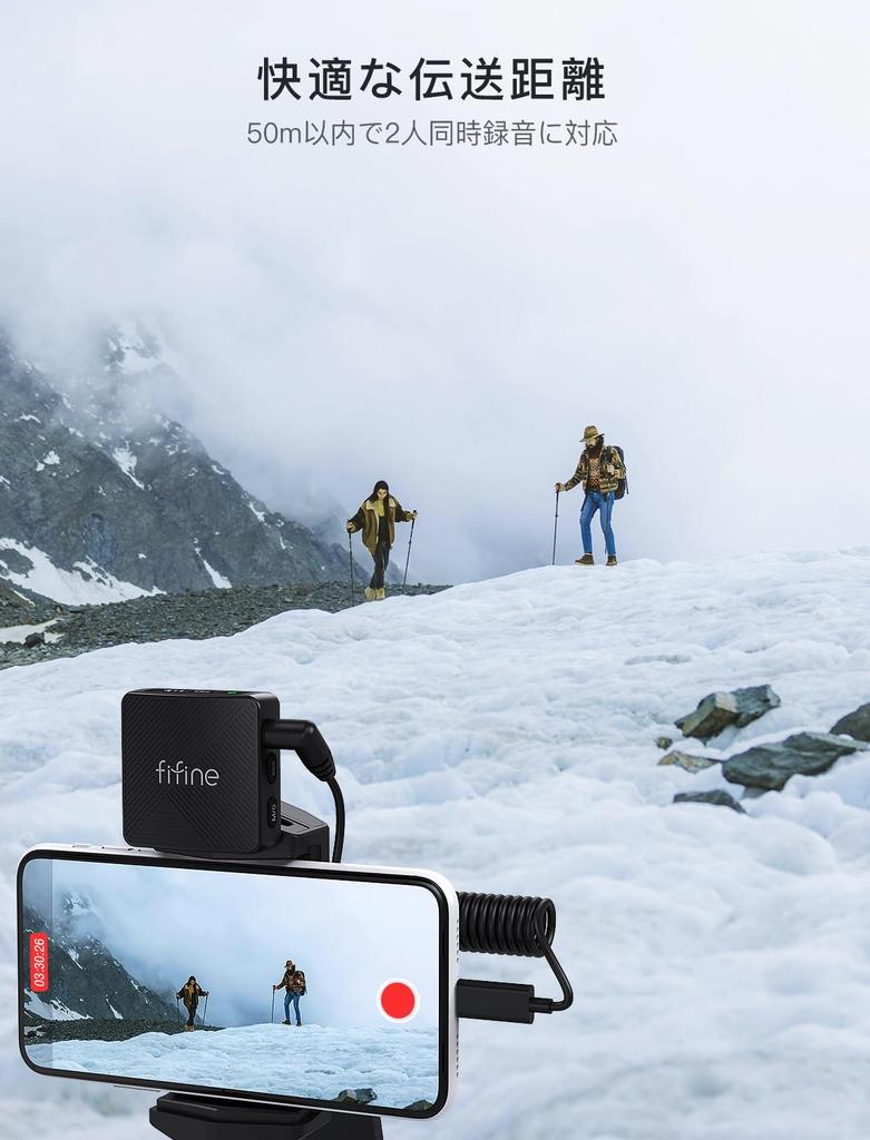 Беспроводной микрофон FIFINE, Петличный микрофон, 6 часов непрерывного использования, Шумоподавление, Одновременное использование двумя людьми, Зарядный кейс для хранения,