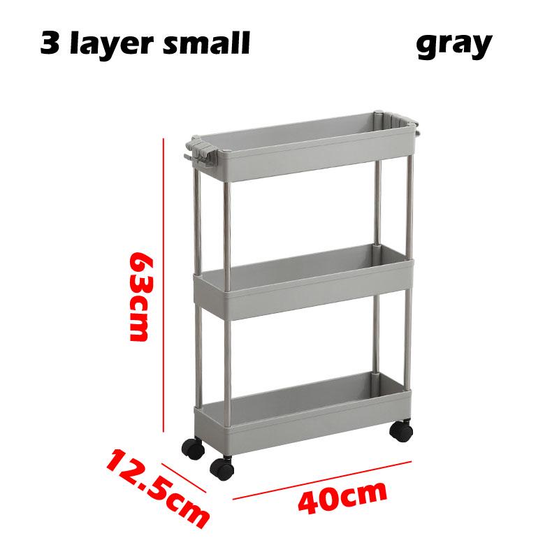 3/4 Layer Kitchen Storage Rack Movable Plastic Bathroom Shelf Wheels Space Saving Organizer ARI