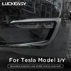 LUCKEASY For Tesla Model 3 Model Y Auto Parts Exterior Bumper Headlight Protection Wind Knife Patch Decoration Model3 2017-2023