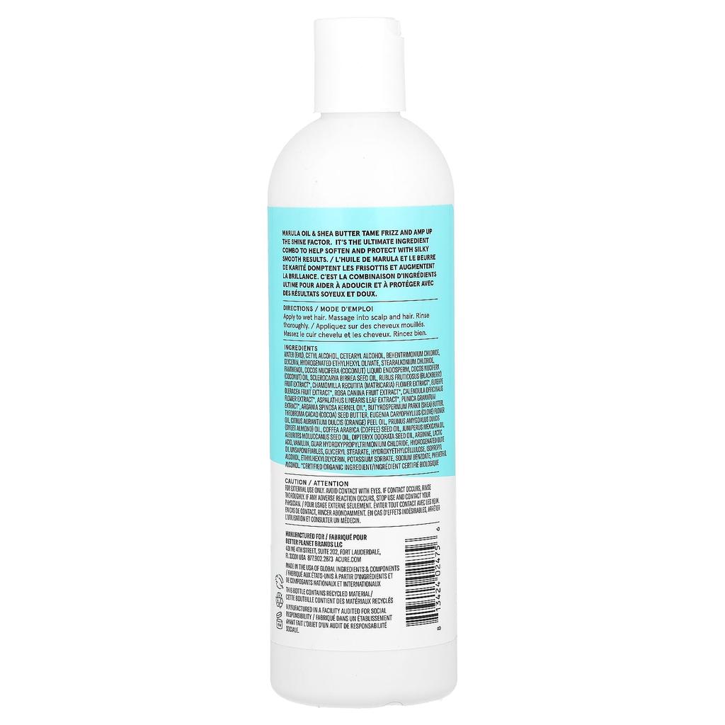 ACURE, Smooth + Glow Conditioner, suitable for all hair types, marula oil and shea butter, 12 fl oz (354 ml)