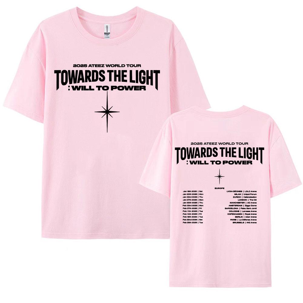 2025 Ateez World Tour Towards The Light Will To Power T Shirt Men Women Korean Fashion High Quality Casual 100 Cotton Tshirts