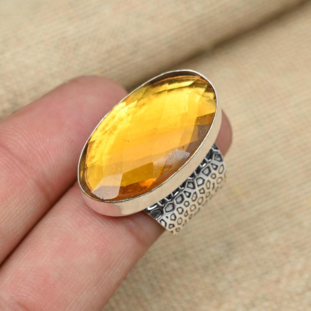 Драгоценный камень медовый топаз, твердое серебро 925 пробы, ювелирное кольцо ручной работы овальной формы