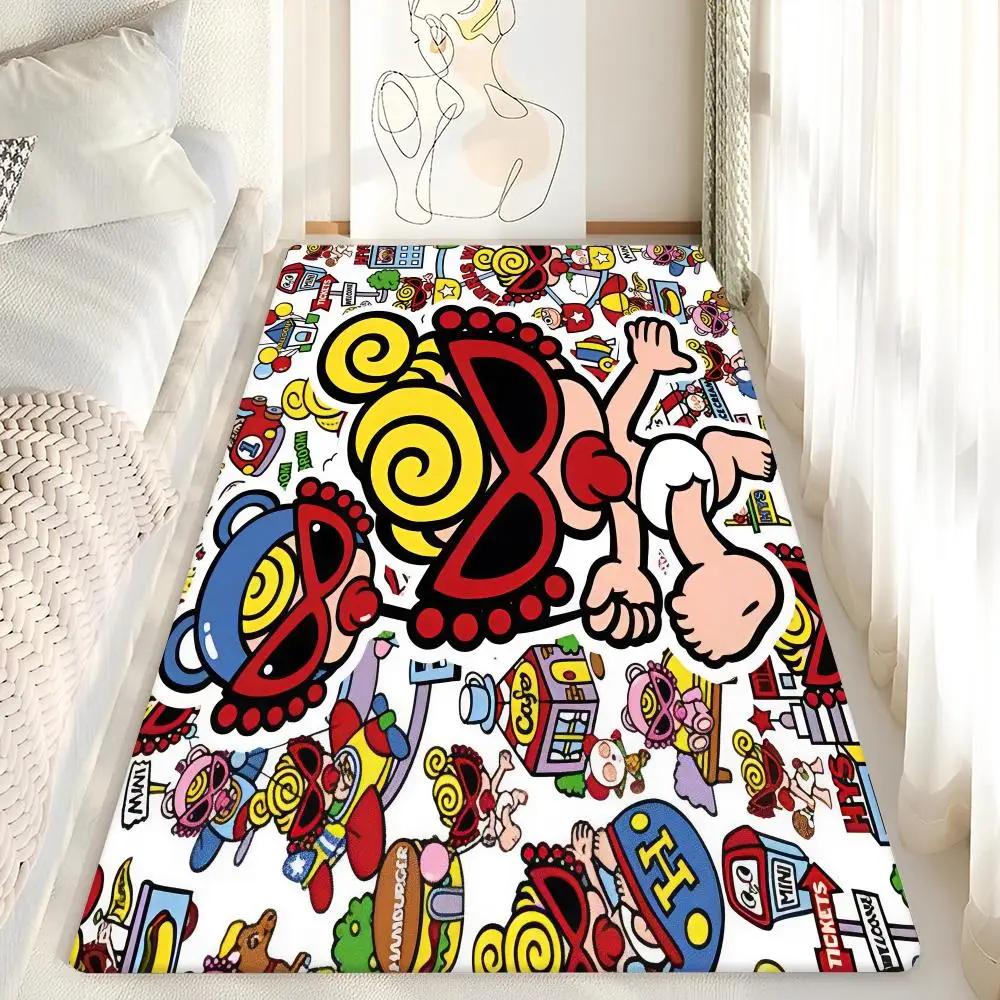 VIKAMA Non-slip Washable Japanese Fashion Hysteric Mini Rug Soft Bath Mat Entryway Doormat for Kids Room Bedroom Living Room