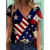 New American Independence Day Women's 3D Printed V-neck T-shirt