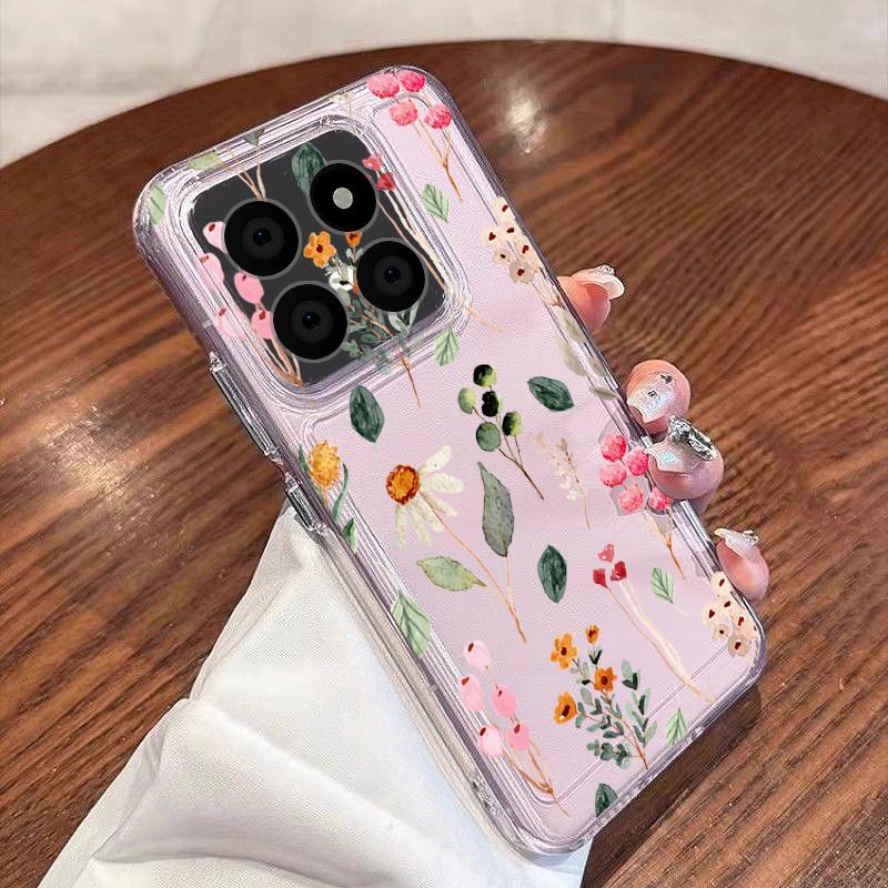 Чехол с узором «Девочка и цветы» для Xiaomi Redmi Note 15 Pro 4G Funda Redmi Note 14 13 Pro 5G Прозрачный мягкий чехол из ТПУ-силикона