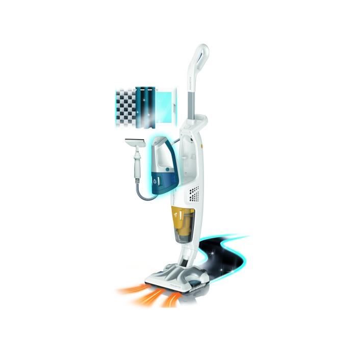 ROWENTA RY8561WH Clean&Steam Multi Nettoyeur Vapeur 2 En 1, Nettoie, Aspire, Tous Types De Sols Et Surfaces, Nombreux Accessoires