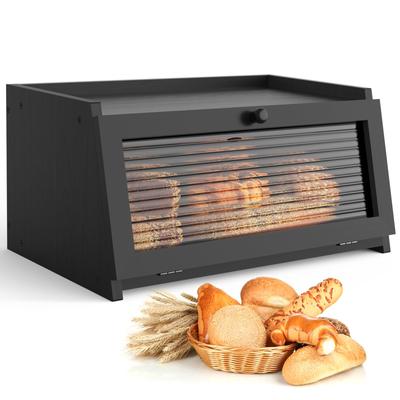 Хлебница для кухонной столешницы, большая хлебница, фермерский контейнер для хлеба, хранение хлеба с окошком, держатель для хлеба, черный