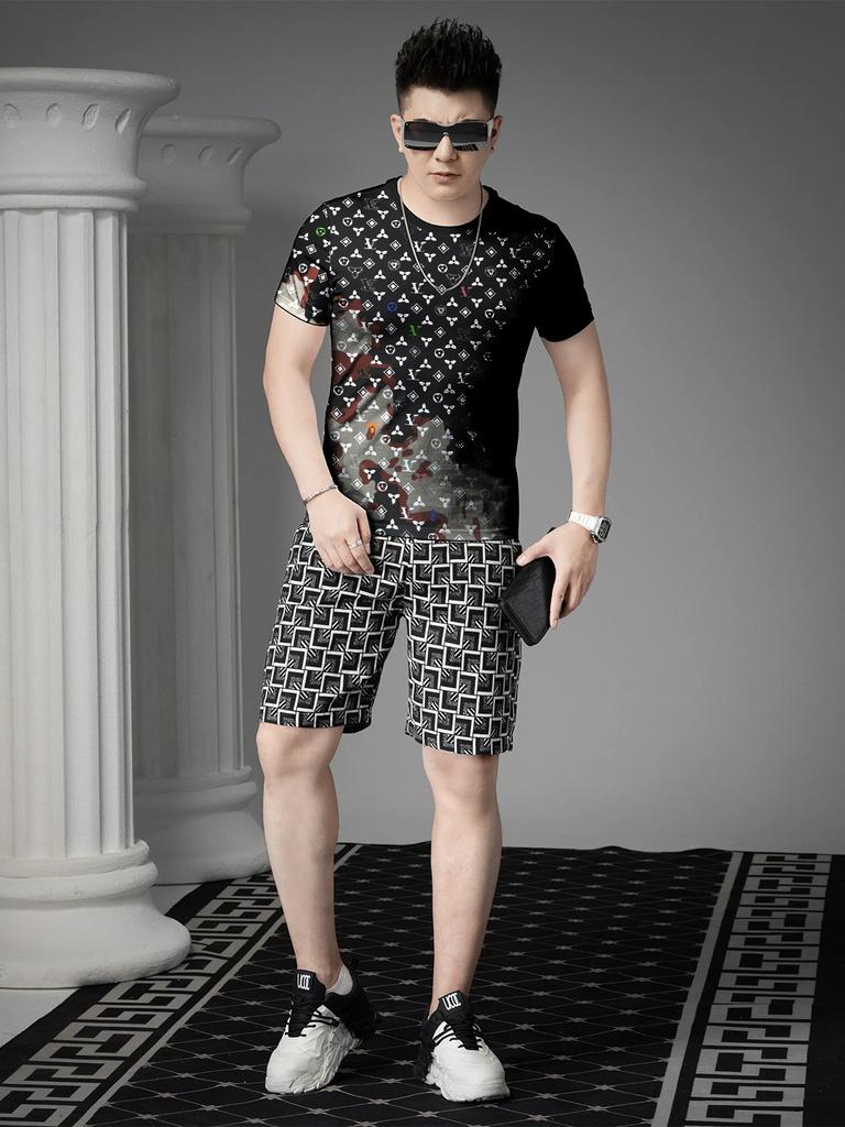 European Goods round Neck Short sleeve T-shirt Men's Summer 2025 New Fashion Brand Print Half Sleeve Men's T-shirt Casual Top