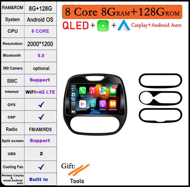 Car Radio Wireless Carplay for Renault Kaptur Captur Clio samsung QM3 2013 2014 2015 2016 MultimediaPlayer Android Auto 4G