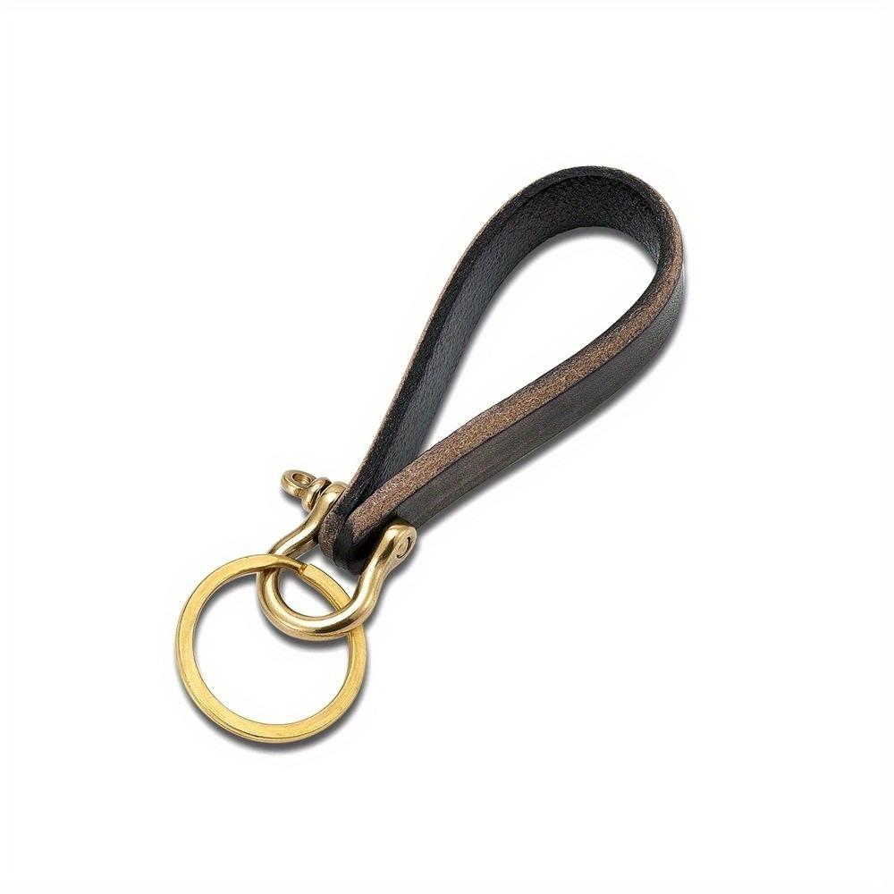 1PC Retro Leather Car Keychain Accessories Creative Brass Horseshoe Buckle Leather Wipe Color Pendant Keyring Lanyard
