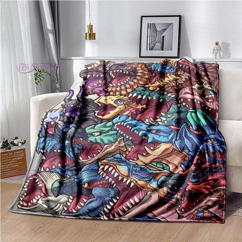 Monster Hunter Stories Soft Flannel Blanket Cartoon Blanket for All Seasons Warm Cozy Fluffy Blanket for Sofa Bed Living Room