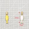 Gold & Enamel Striped Fish Crab Charm - DIY Necklace, Bracelet, Earring Accessories (2 Styles, Stainless Steel)