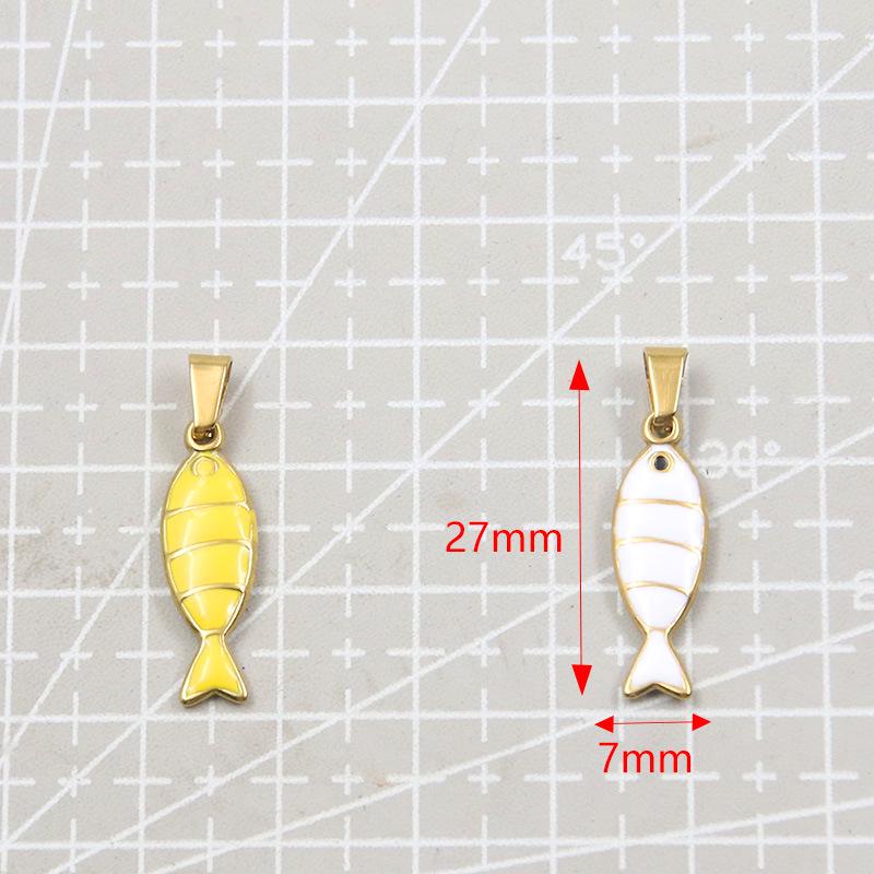 Gold & Enamel Striped Fish Crab Charm - DIY Necklace, Bracelet, Earring Accessories (2 Styles, Stainless Steel)