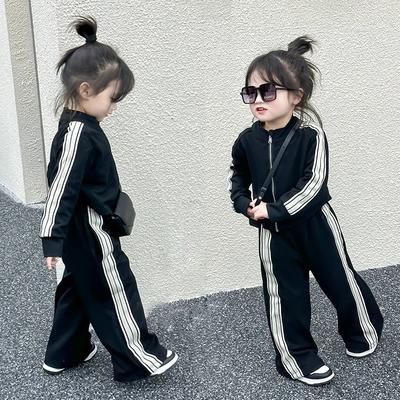 Весна Осень Повседневные комплекты для девочек Детская куртка с длинными рукавами + брюки 2 предмета одежды Детские спортивные костюмы