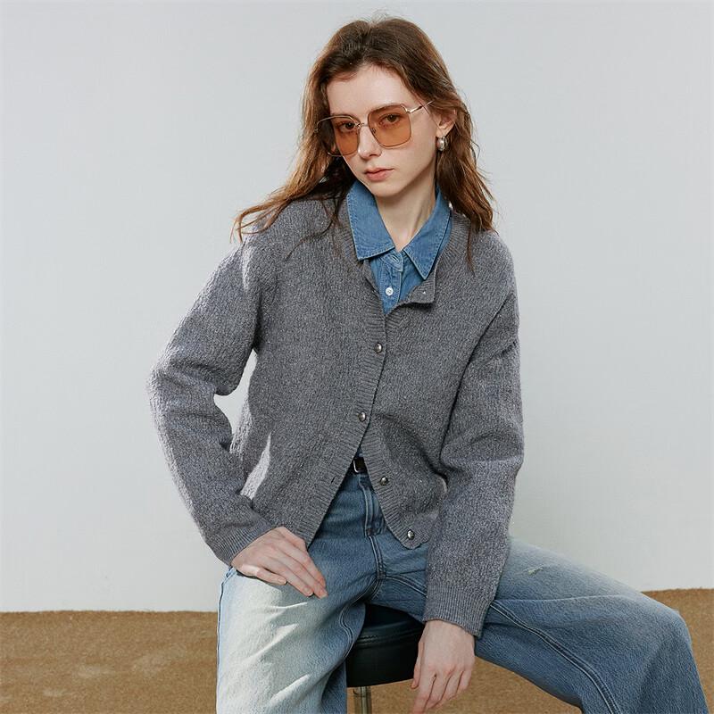 Женский кардиган в стиле ретро с перекрученной вязкой и серебряной нитью