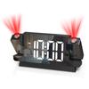 Цифровая светодиодная проекция будильника Настольный стол Поворот на 180 градусов Температура Час Дата 3 уровня Яркость Дюймовый Большой Двойной проектор будильника Зеркало Авто