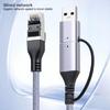 Сетевой адаптер-кабель USB Type C с гигабитной скоростью Ethernet, корпус из алюминиевого сплава с теплоотводом и не запутывающийся плетеный шнур