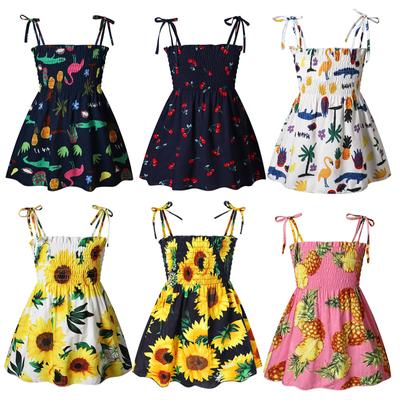 Летнее хлопковое тонкое пляжное платье с принтом для маленьких девочек, детские платья с цветочным принтом, одежда