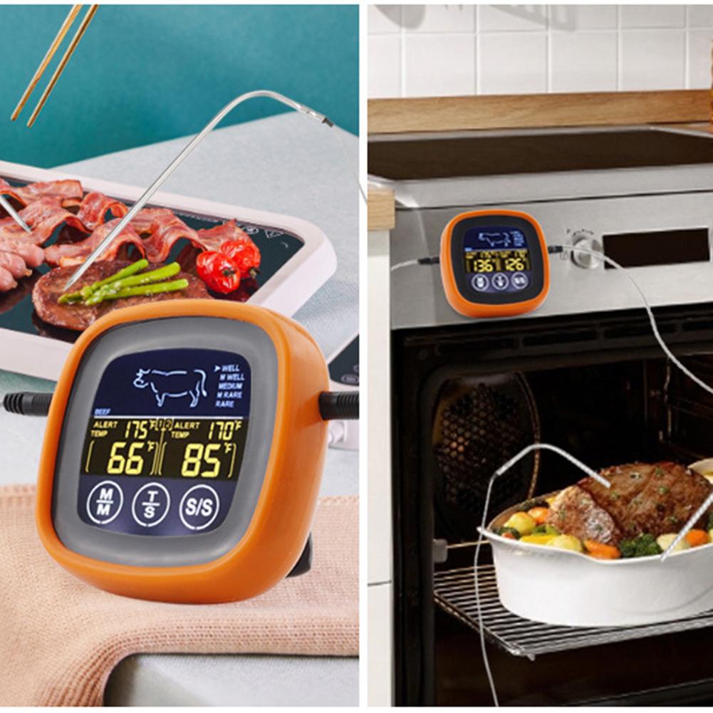 Цифровой кухонный термометр для мяса с сенсорным экраном, водонепроницаемый, с 2 щупами, для гриля, барбекю, готовки