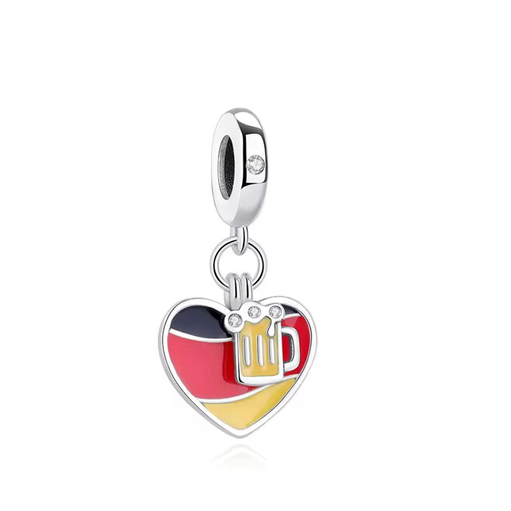 Shiny Zircon Nation Flag Series Charms Brazil Spain USA UK Italy Bead Fit Original Bracelet Women DIY 925 Silver Jewelry