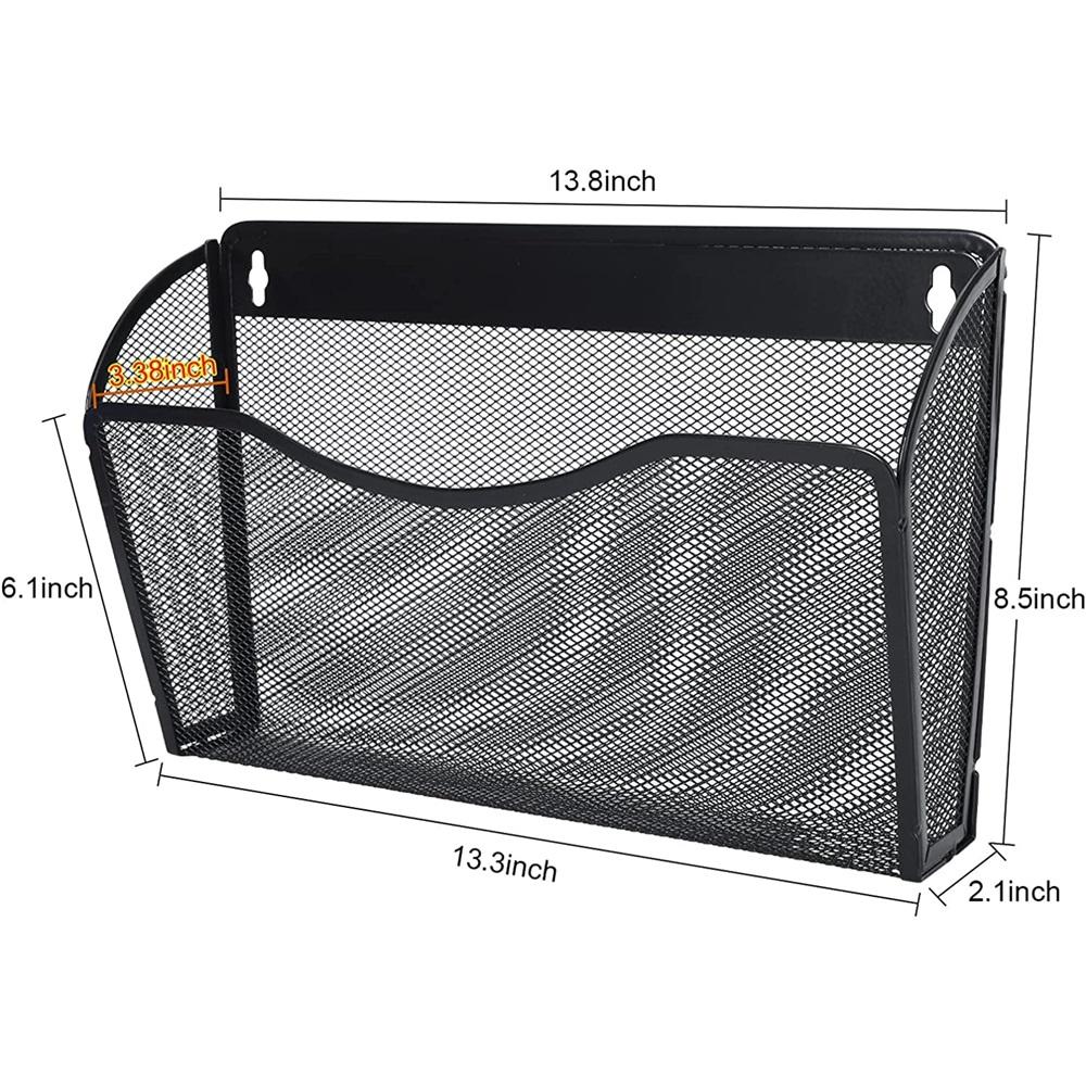 Wall-mounted folder and letter pocket storage bag (set of 3) metal mesh desktop hanging basket mailbox A4 size paper document organizer