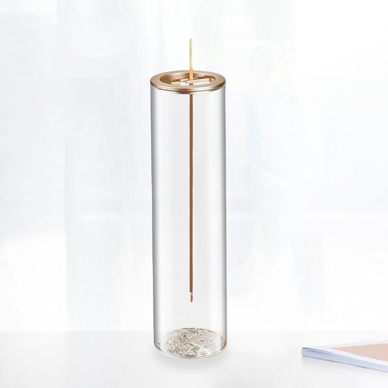Upside Down Metal Incense Holder with Glass Container | Anti-Ash Aromatherapy Burner | Home & Club Decor