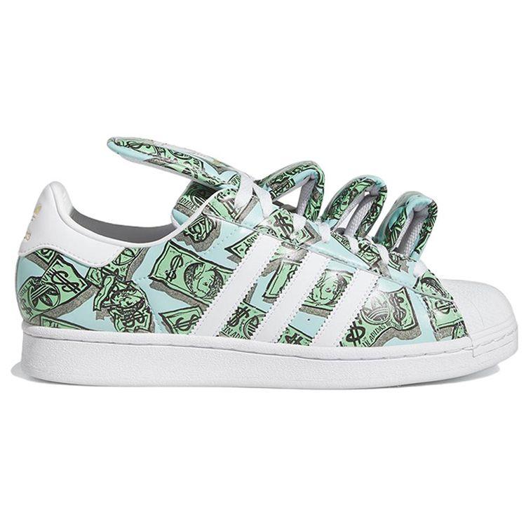 Кроссовки Jeremy Scott x adidas Superstar Money Унисекс Зеленые Обувь-Белый Золотой-Металлик HP6596
