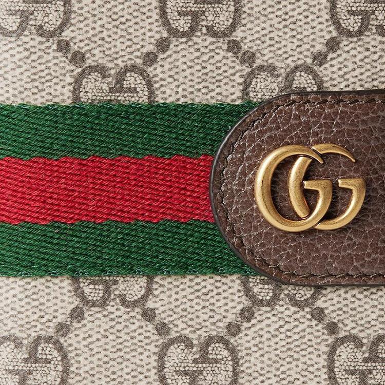 Gucci Ophidia GG Supreme Canvas Web Stripe Bifold Wallet For Unisex Daily Use