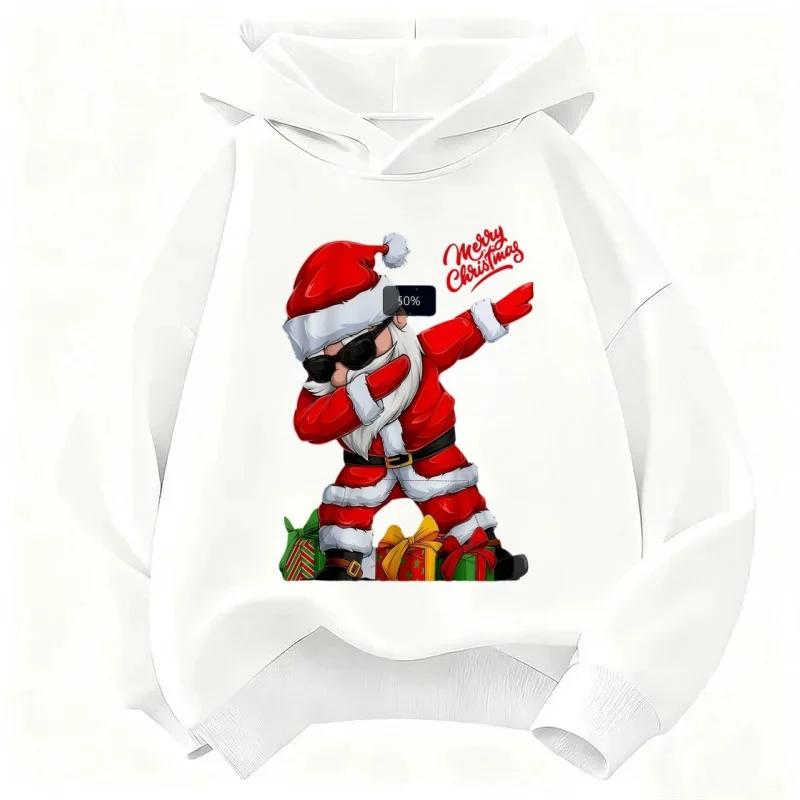 Long-Sleeved Christmas Hooded Sweater for Children Boys And Girls Winter Autumn Saint Nicholas Gift Pattern Warm Holiday Wear