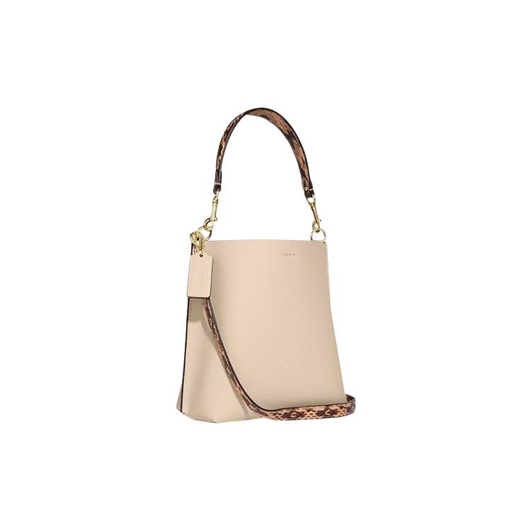 New COACH Mollie Cow Leather Bucket Bag, Shoulder Bag, Handbag Trumpets Women's Ivory White CB901-IMOQY